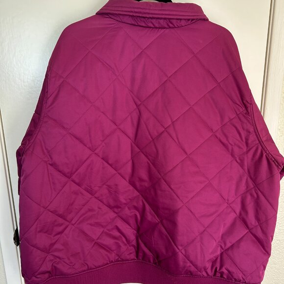 Berry Bold Ava & Viv Quilted Zip Jacket | Plus Size 3X - Picture 3 of 16